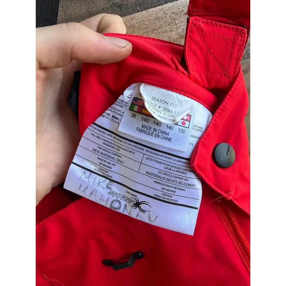 Spyder Youth Red Insulated Ski Snow Pants Bibs - Size 10